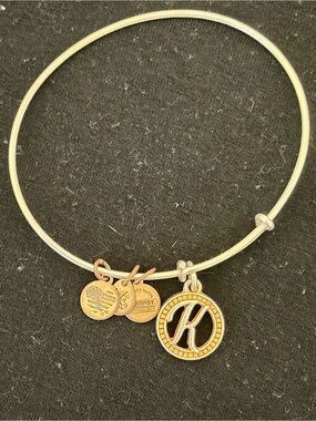 Alex and Ani Gold Initial 'K' Charm Bangle Bracelet - Personalized Women Jewelry